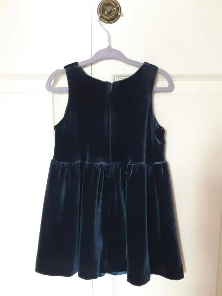 18-24 m Dark Blue Girls' Velvet Dress, Kids 24 Month (18-24M)