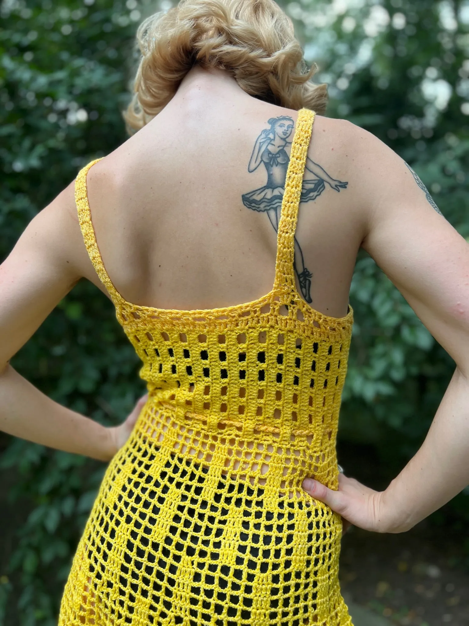 60s Yellow Crocheted Dress
