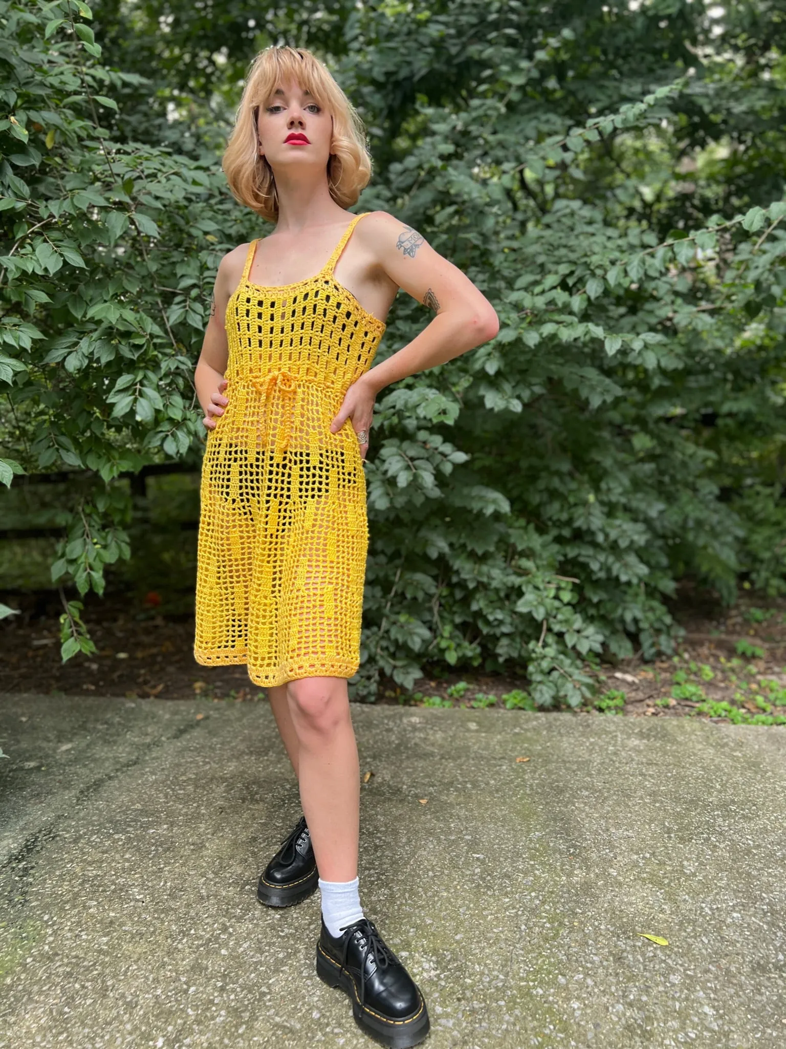 60s Yellow Crocheted Dress