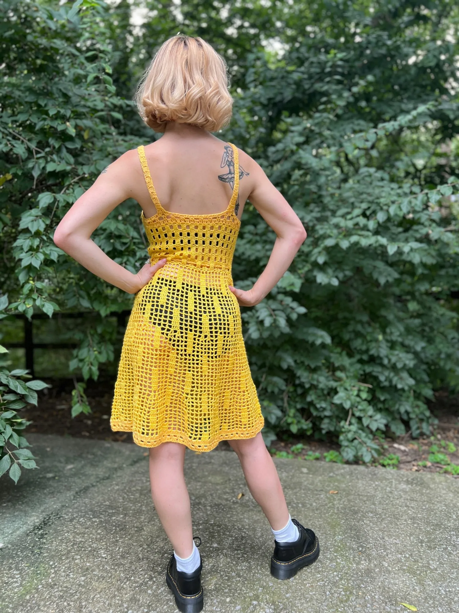 60s Yellow Crocheted Dress