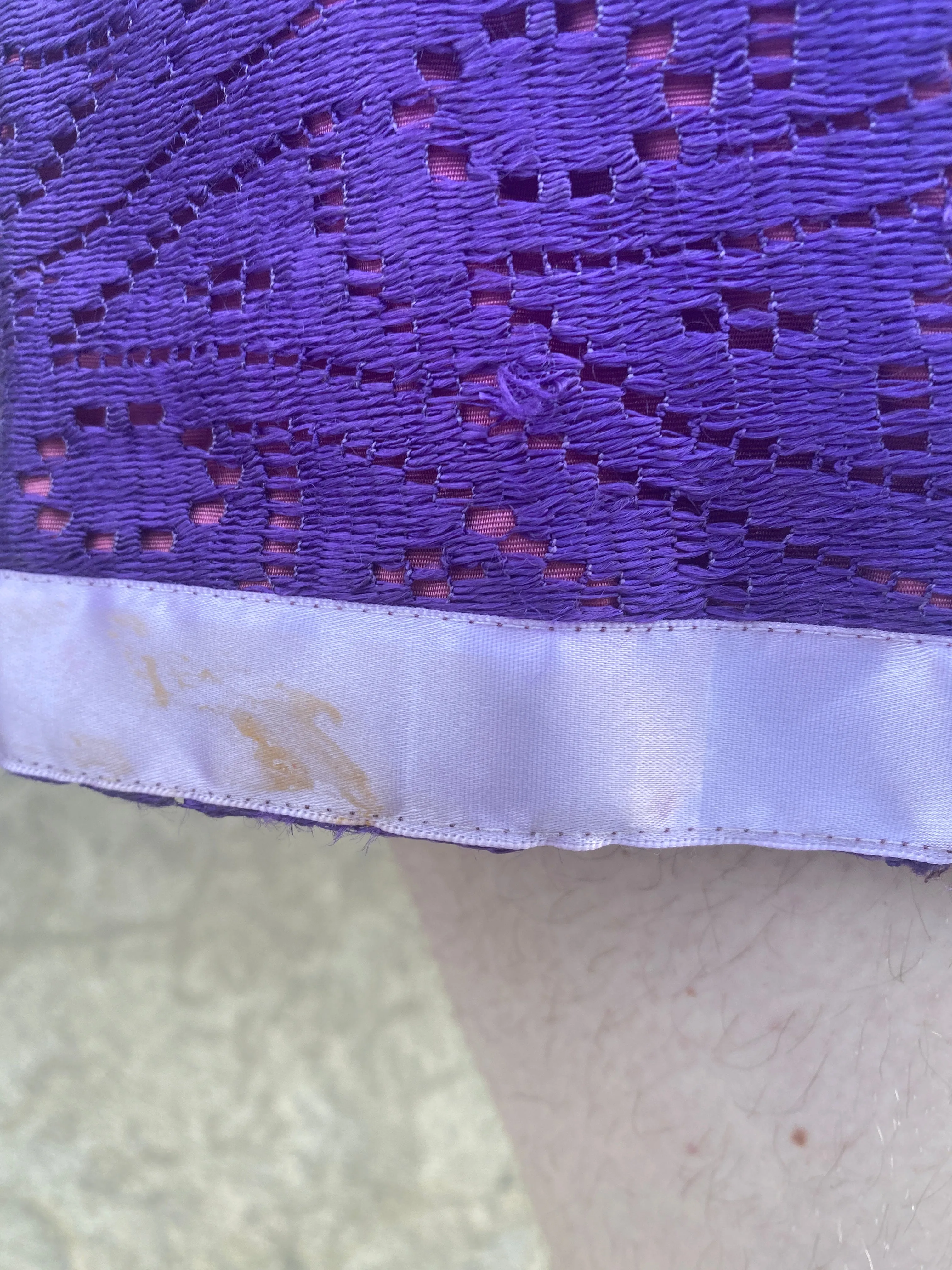 70s Purple Lace Mini Dress, High Neck Collar
