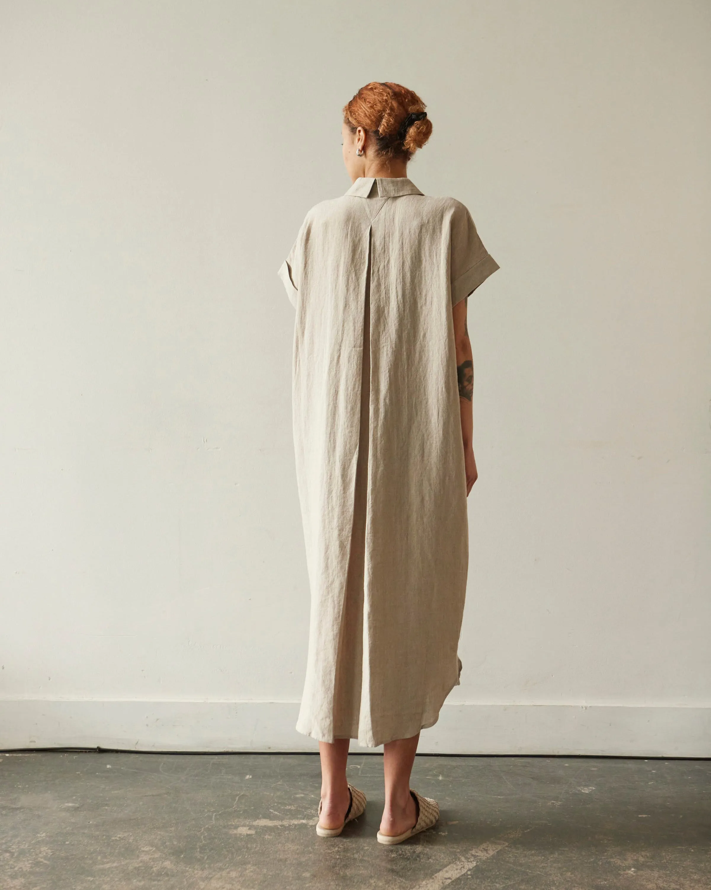 7115 Linen Maxi Shirtdress, Oatmeal