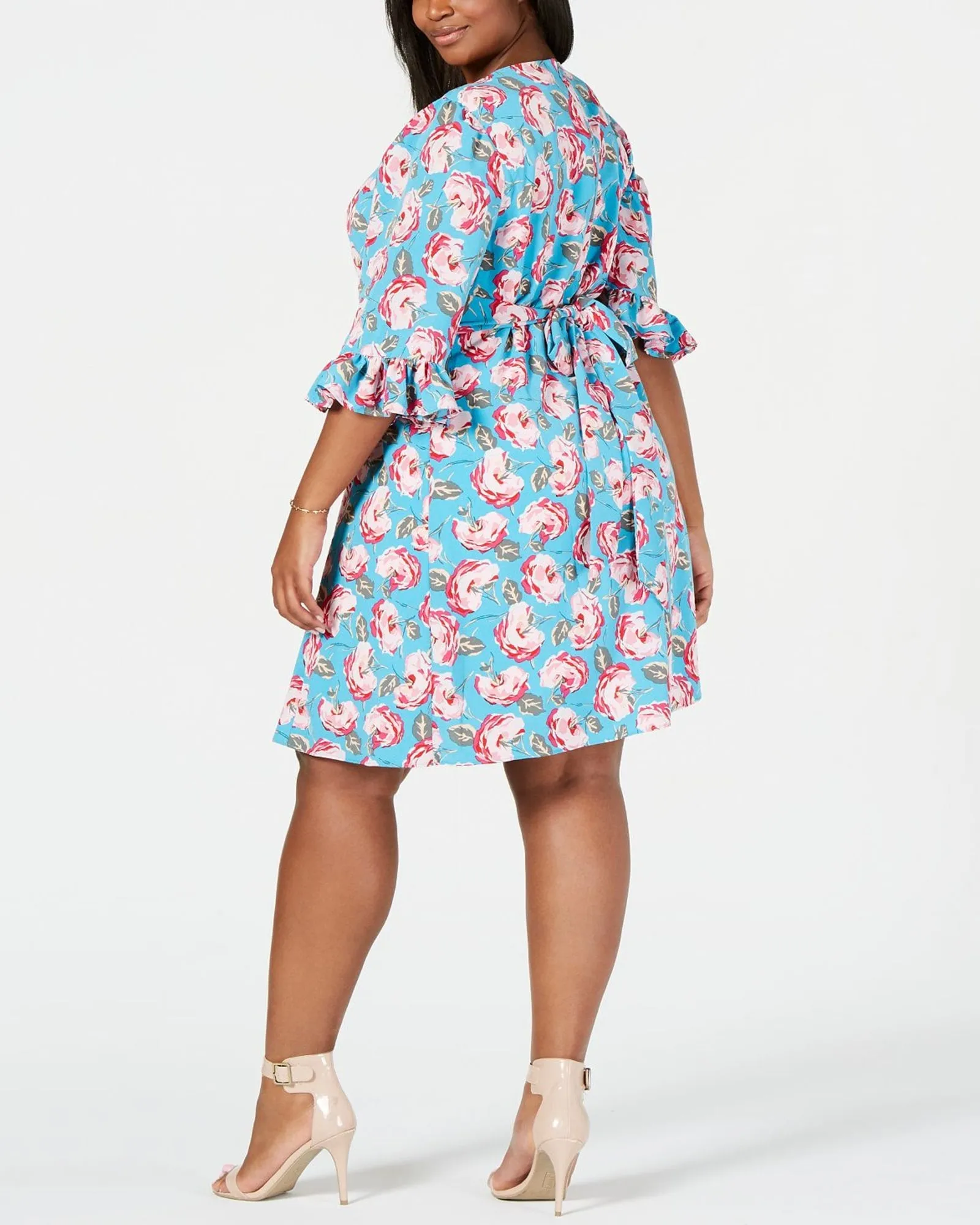 Betsey Johnson Women's Plus Floral Ruffled Party Dress Blue Size 14W | Blue