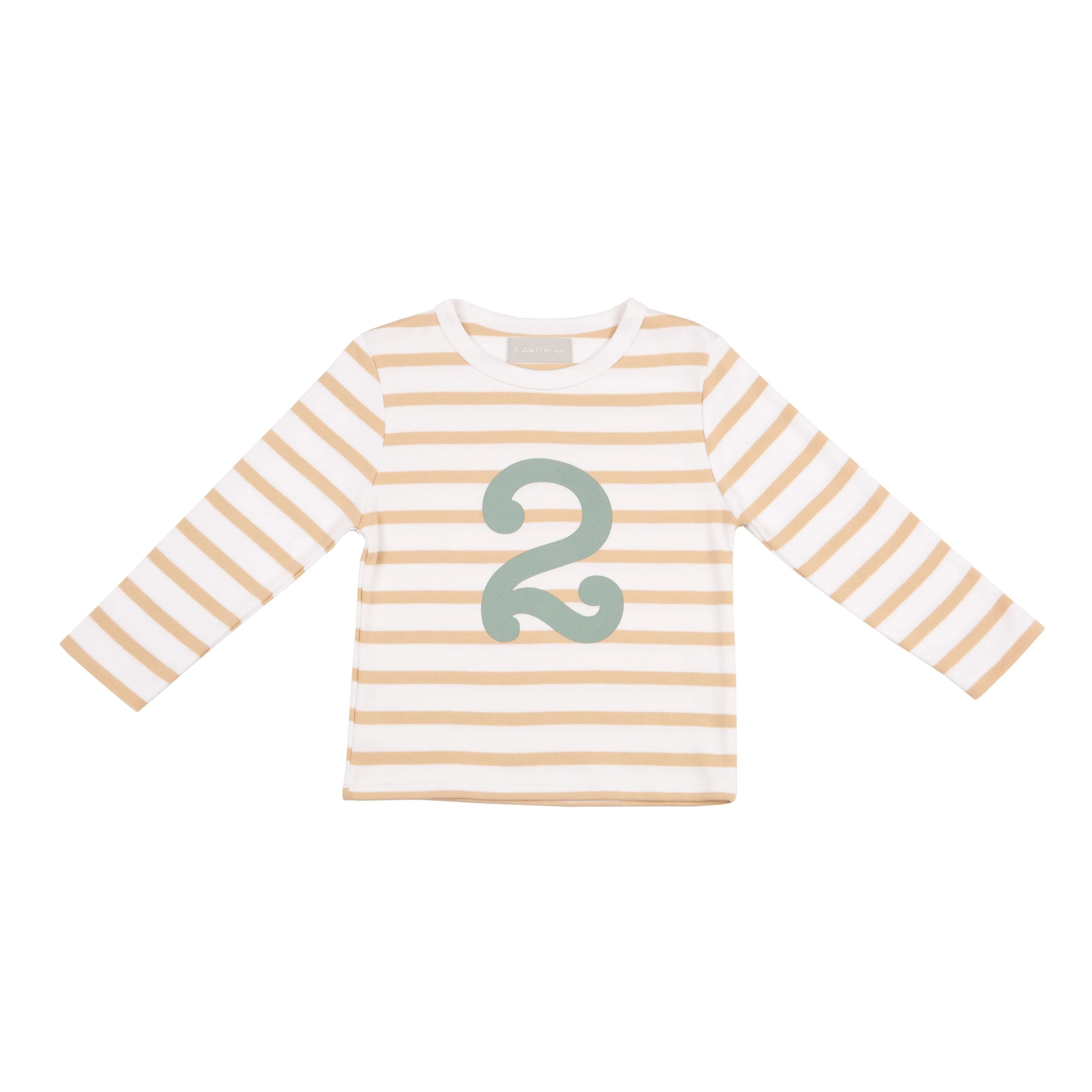 Bob & Blossom Number T-Shirts | Biscuit, White & Green Striped