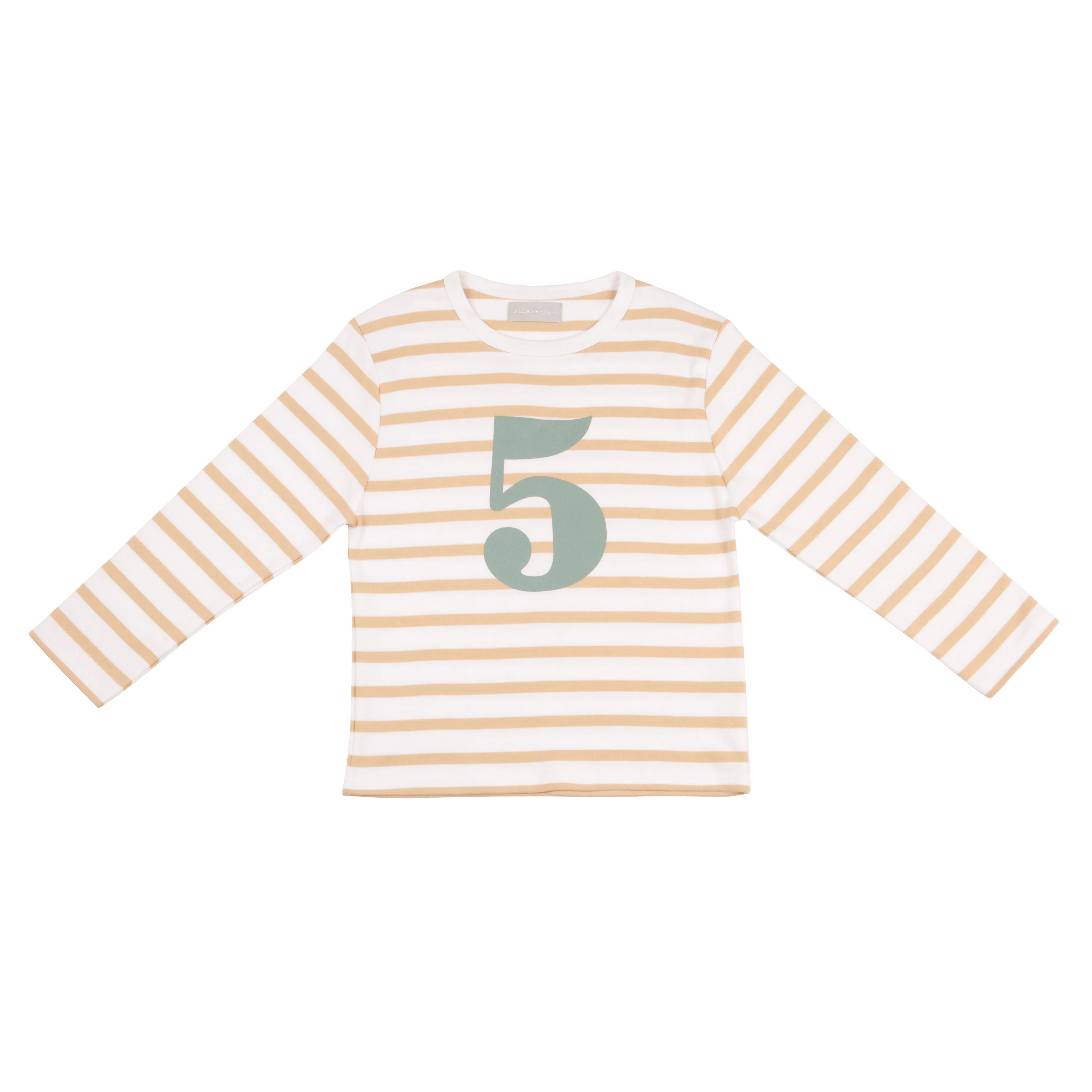 Bob & Blossom Number T-Shirts | Biscuit, White & Green Striped