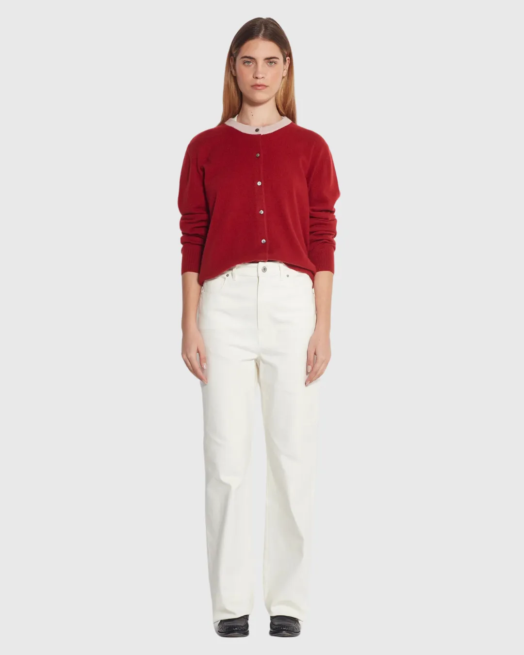 Contrast Twin Cardi (Cashmere) Macaroon