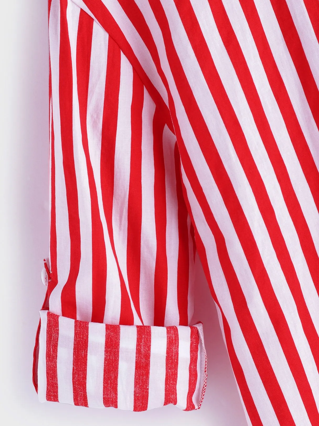 Custom Stripe Long Sleeve Red Top
