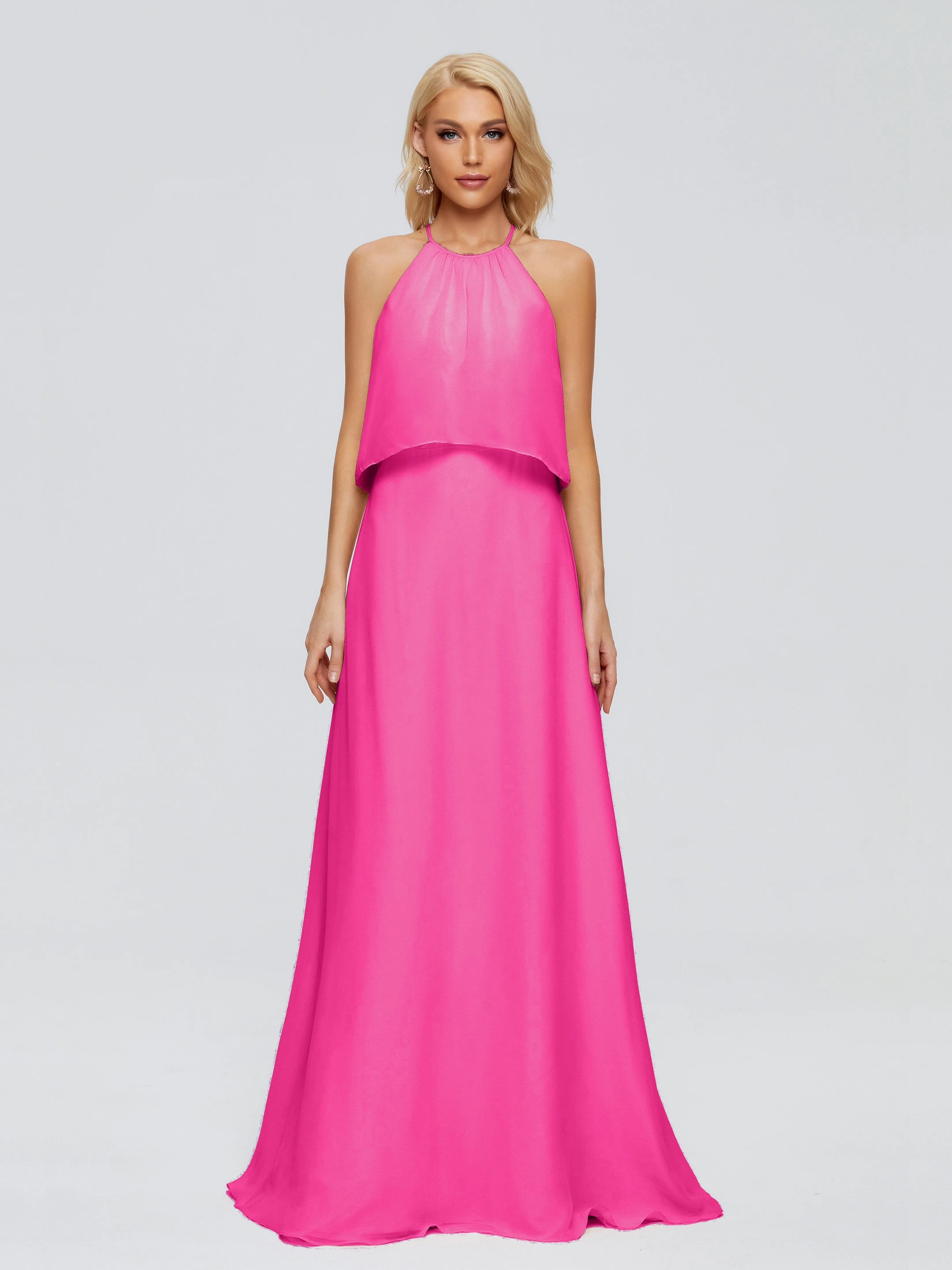 Liliana Simple Halter Chiffon Bridesmaid Dresses
