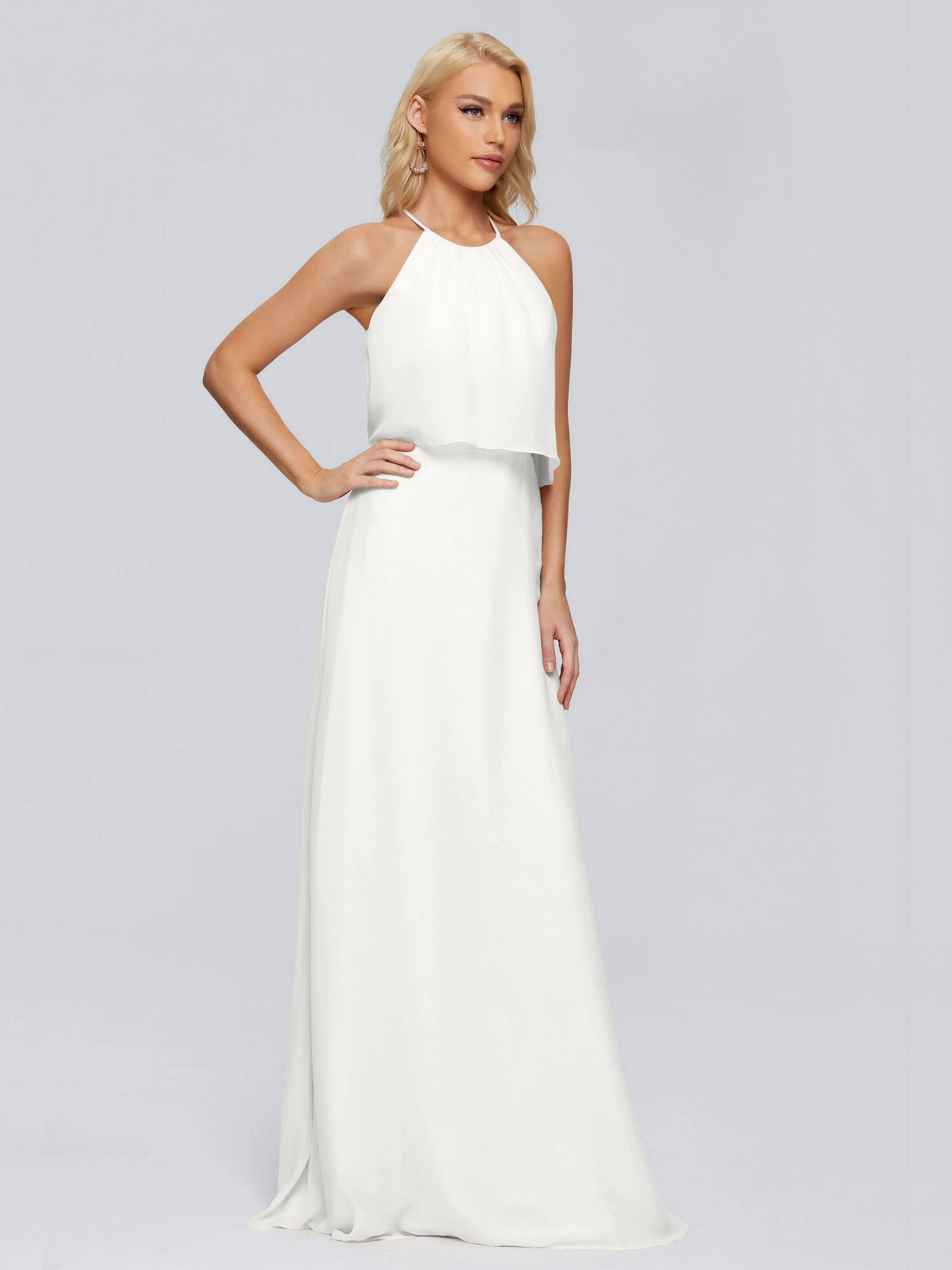 Liliana Simple Halter Chiffon Bridesmaid Dresses