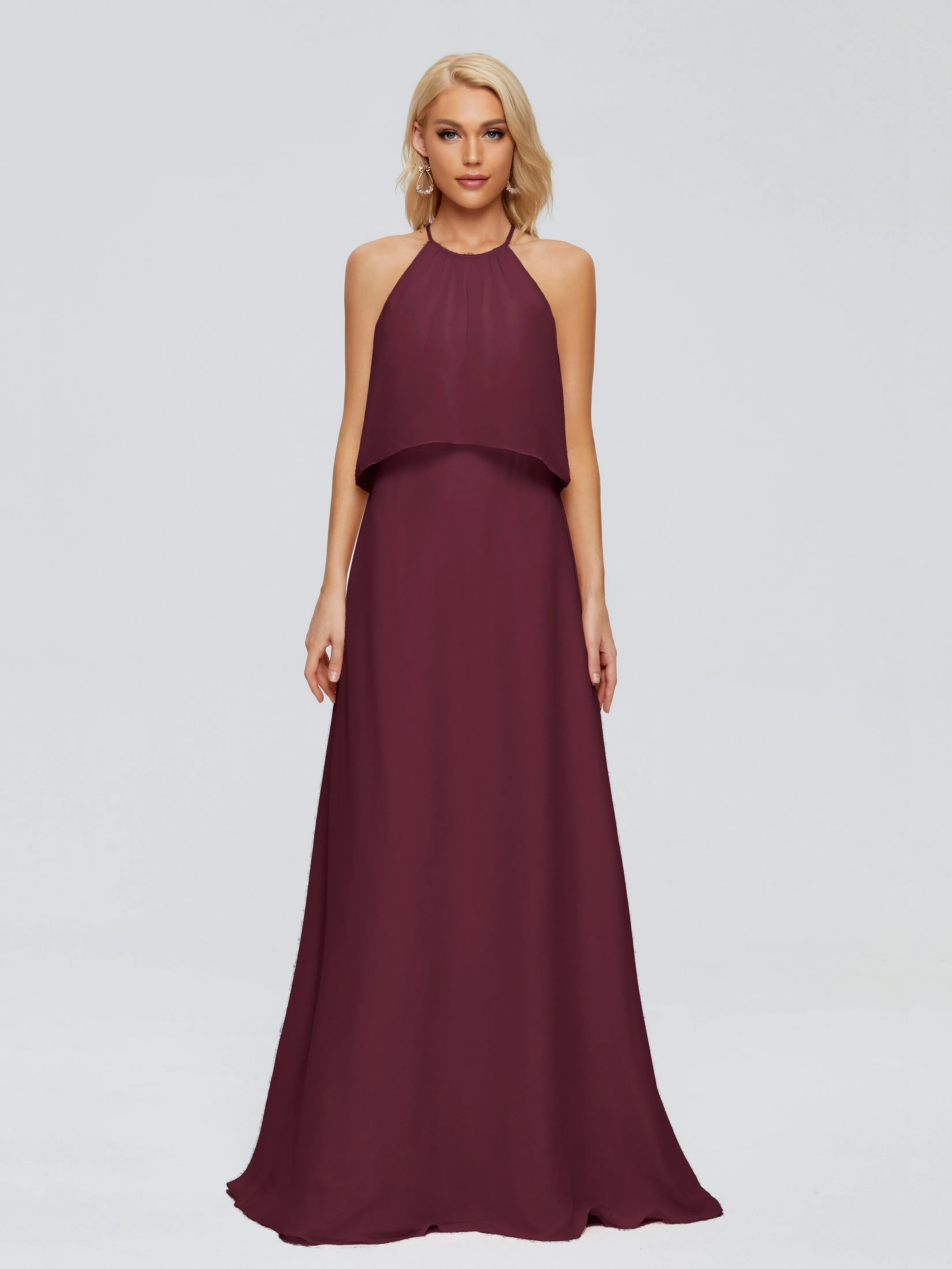 Liliana Simple Halter Chiffon Bridesmaid Dresses