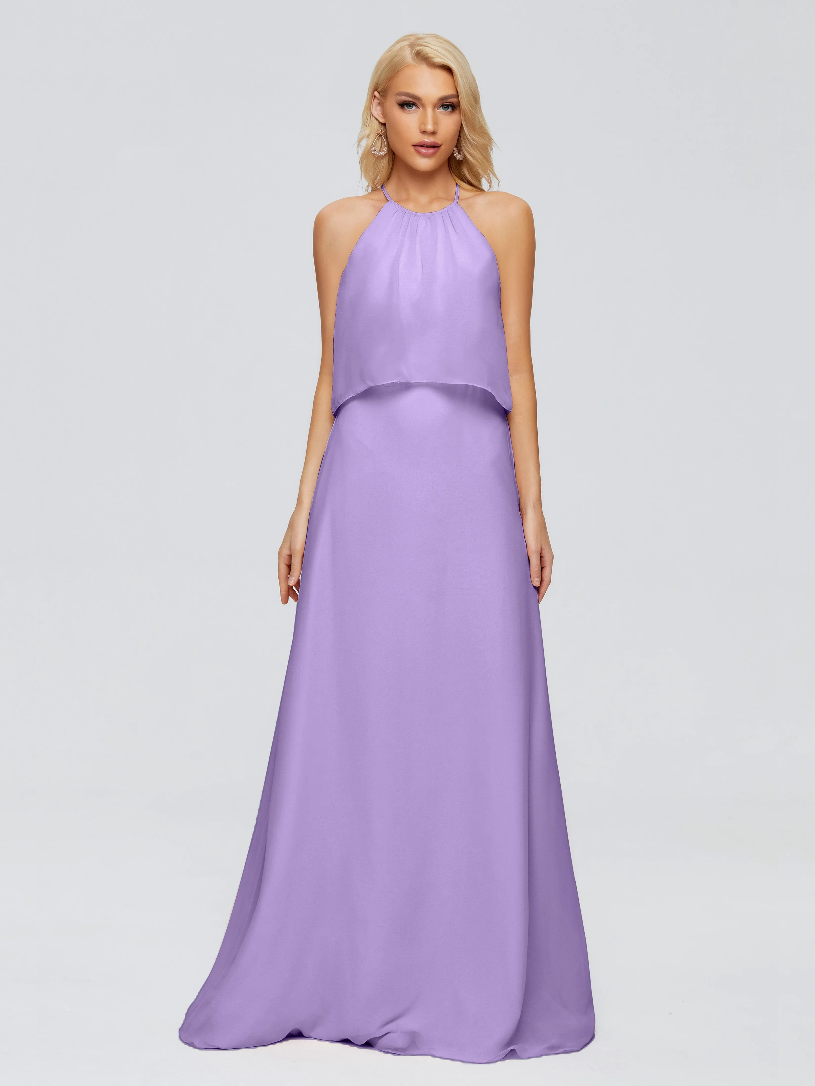 Liliana Simple Halter Chiffon Bridesmaid Dresses