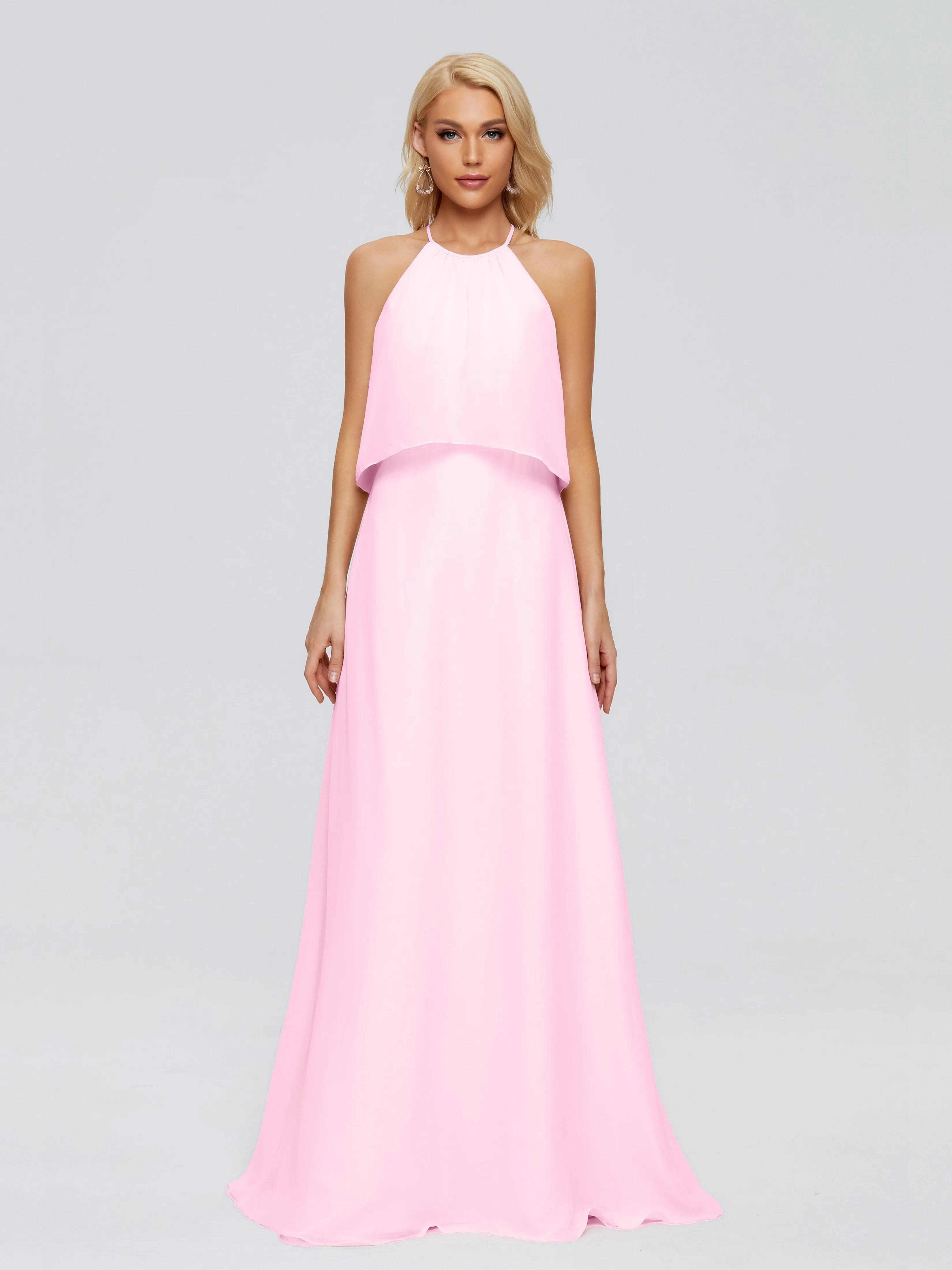 Liliana Simple Halter Chiffon Bridesmaid Dresses