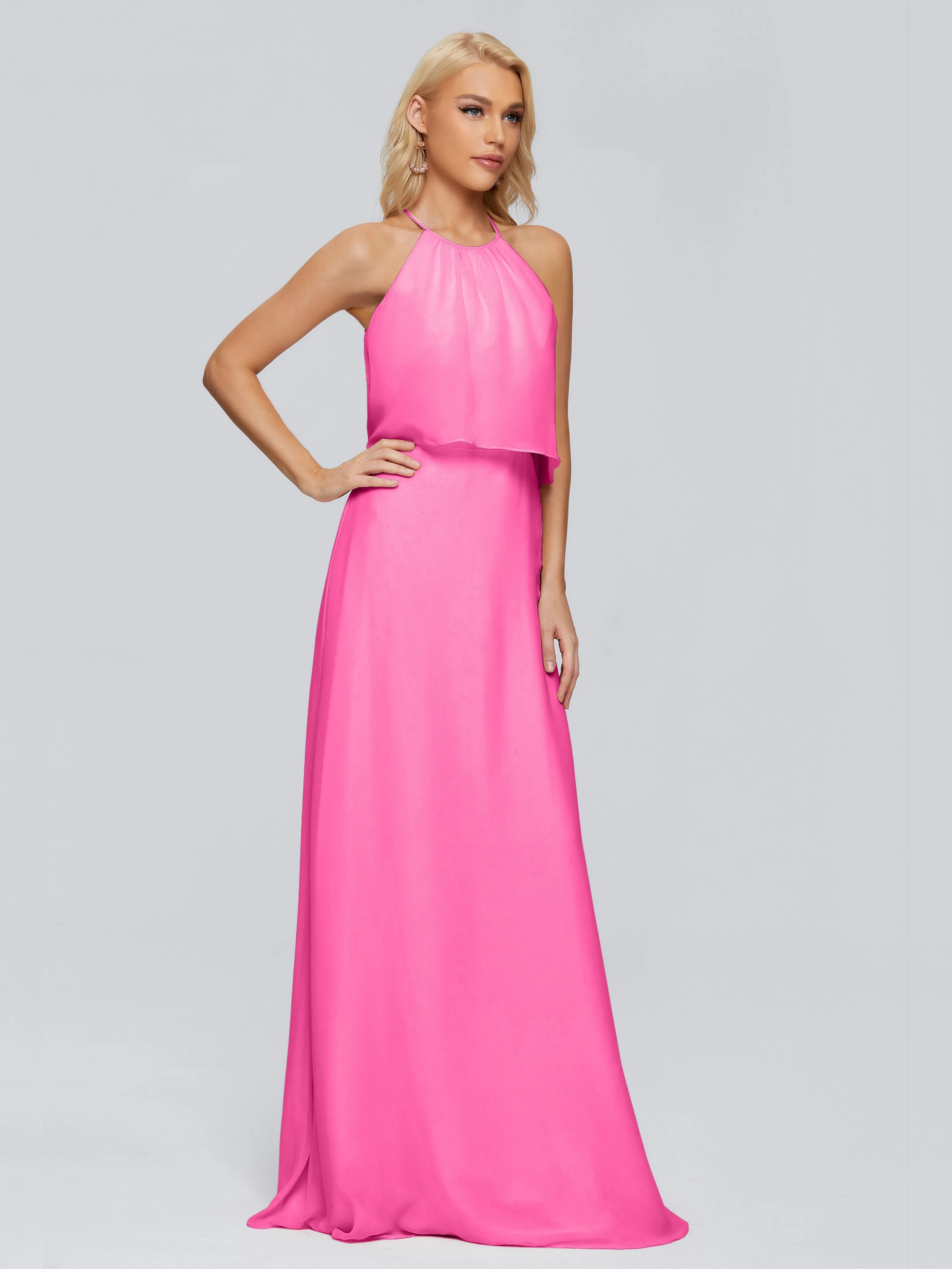 Liliana Simple Halter Chiffon Bridesmaid Dresses