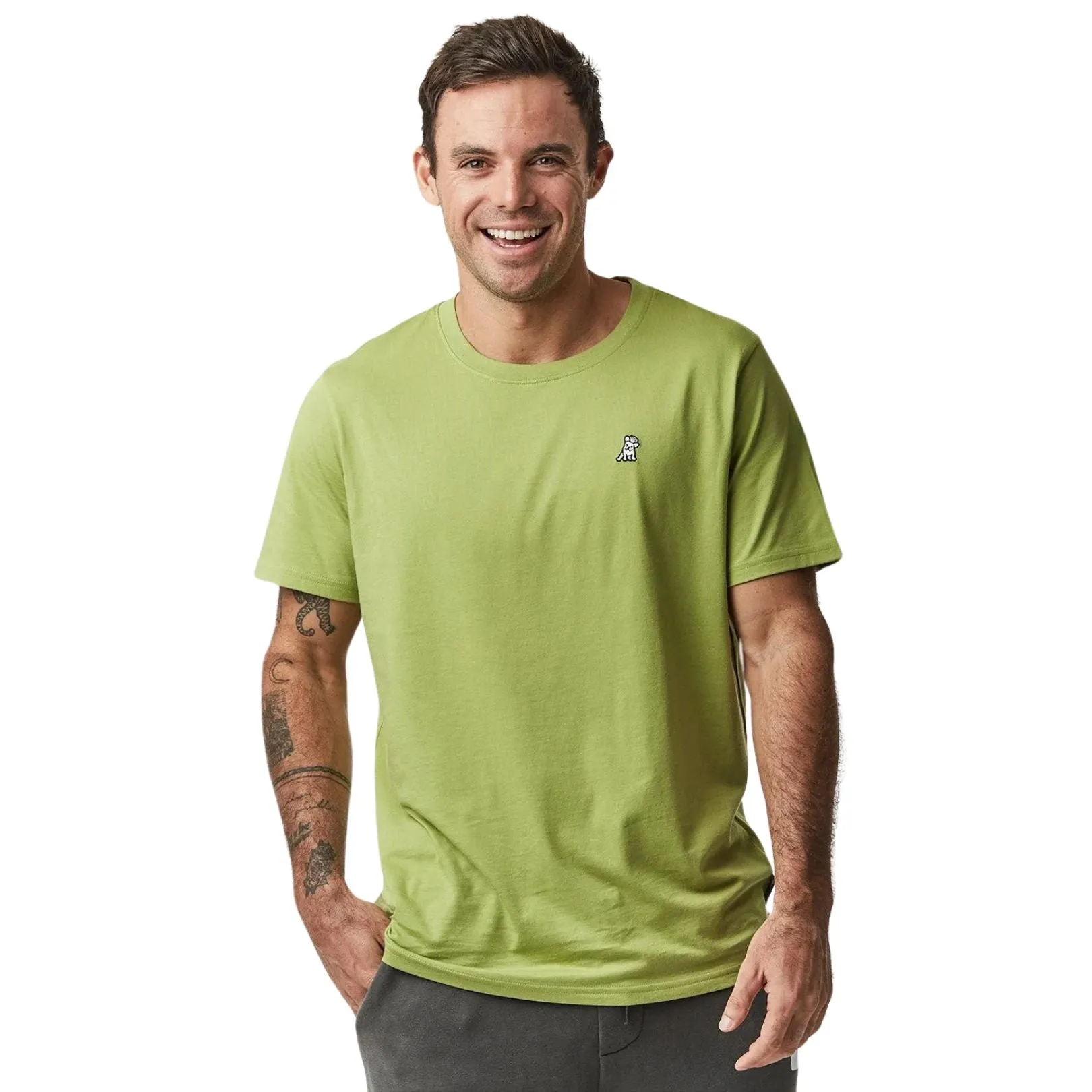 Mens Crew Neck Jersey T-shirt - Spinach Green A11